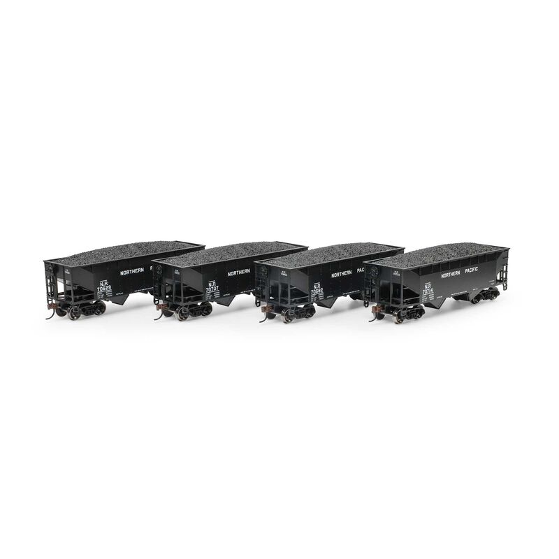 HO 34' 2-Bay Offset Hopper with Coal Load, NP #70629 / 70682 / 70707 / 70714 (4)
