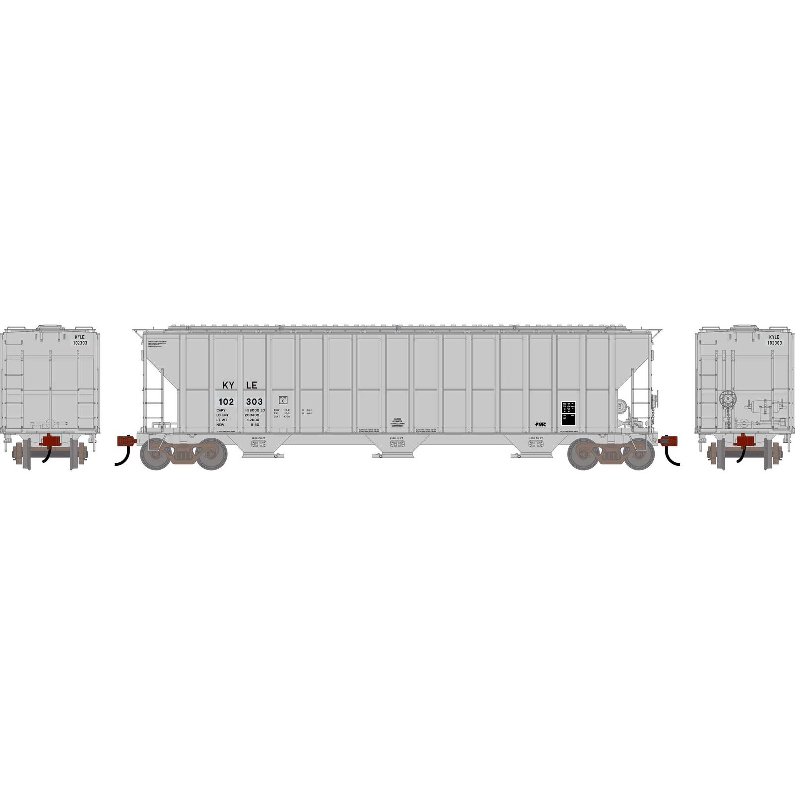 HO ATH FMC 4700 Covered Hopper, Primed For Grime KYLE #102303