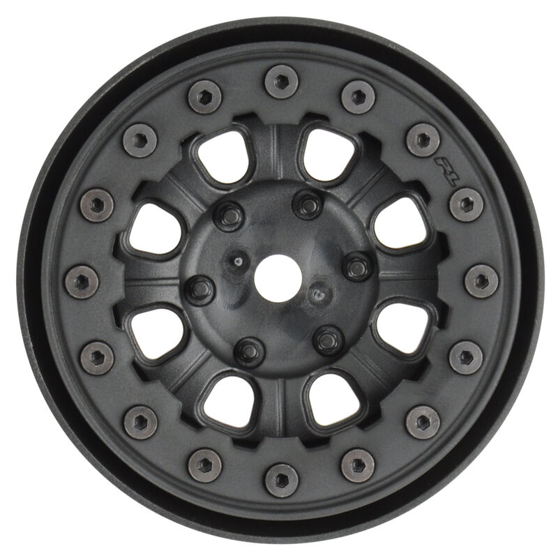 1/10 Denali Front/Rear 1.9" 12mm Rock Crawler Wheels (2) Black/Black