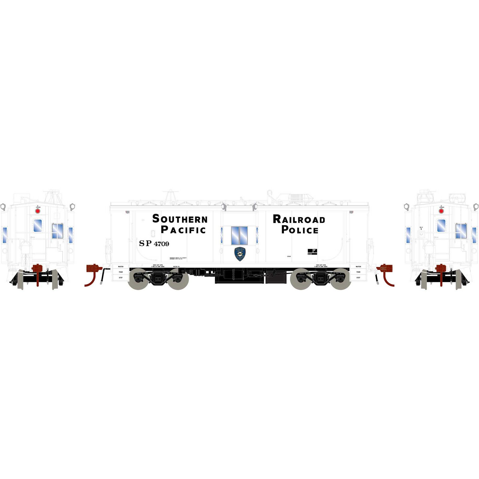 HO Bay Window Caboose with Lights and Sound, SP/Police #4709