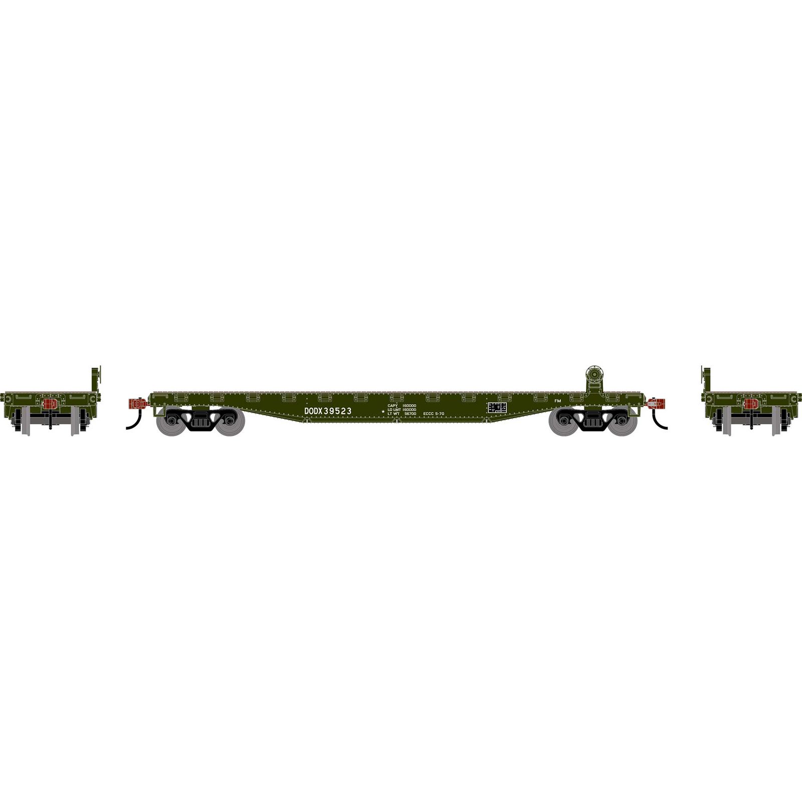 HO RND 50' Flat Car, DODX #39523