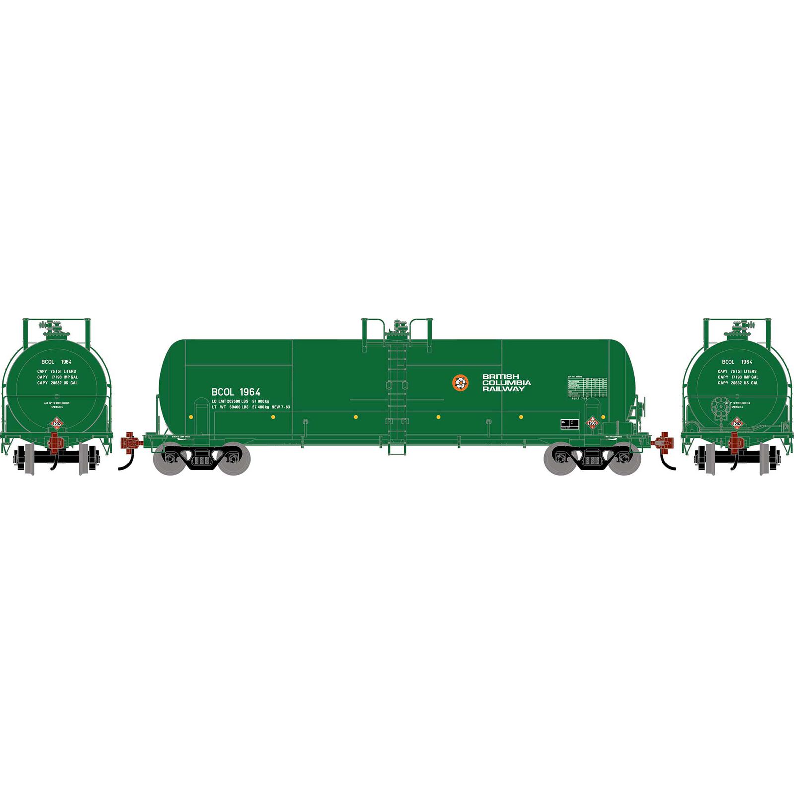 HO ATH RTC 20,900 Gallon Tank Car, BCOL #1964