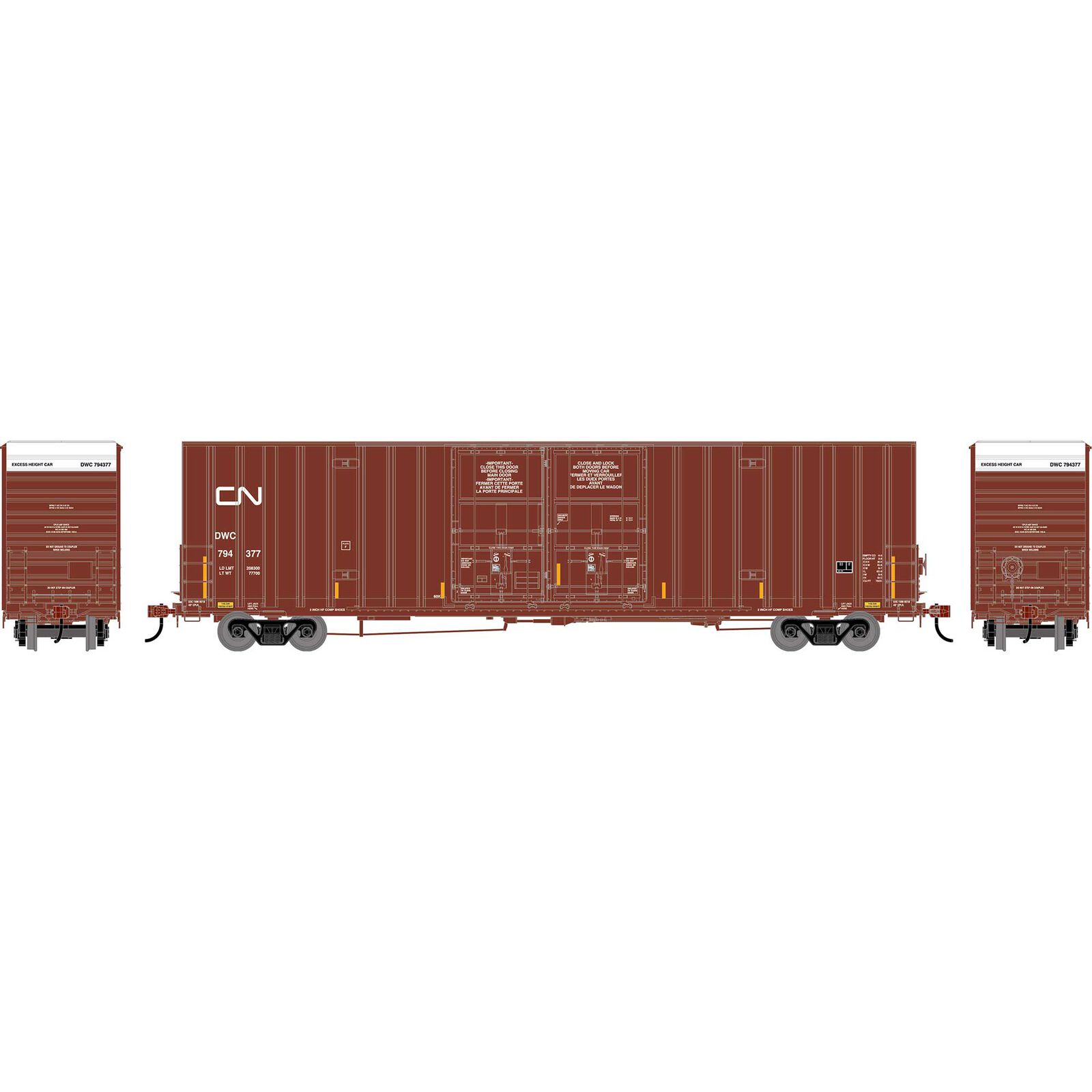 HO ATH 60' Gunderson High-Cube Double Door Box Car, DWC #794377