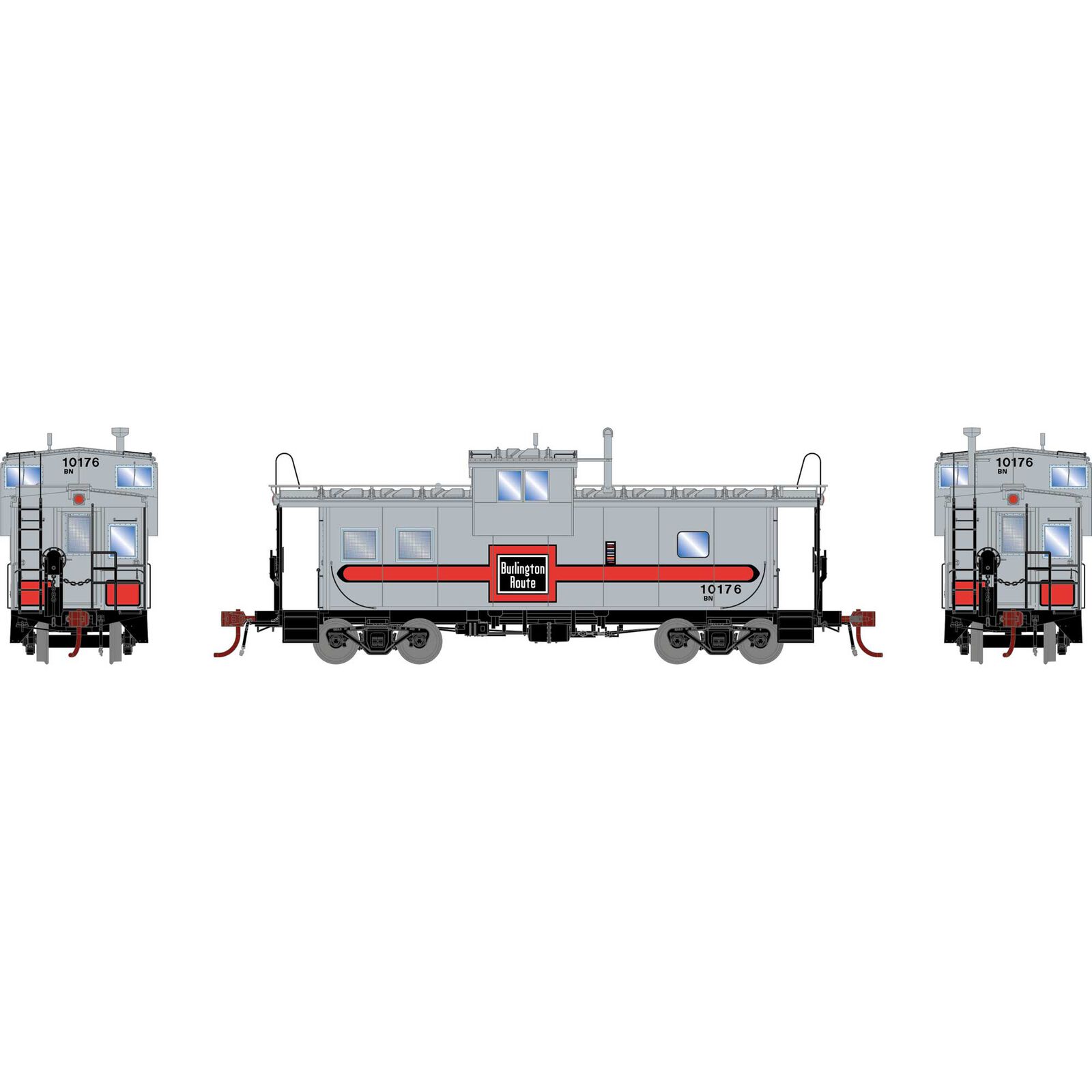 HO GEN ICC Caboose with Lights, BN #10176