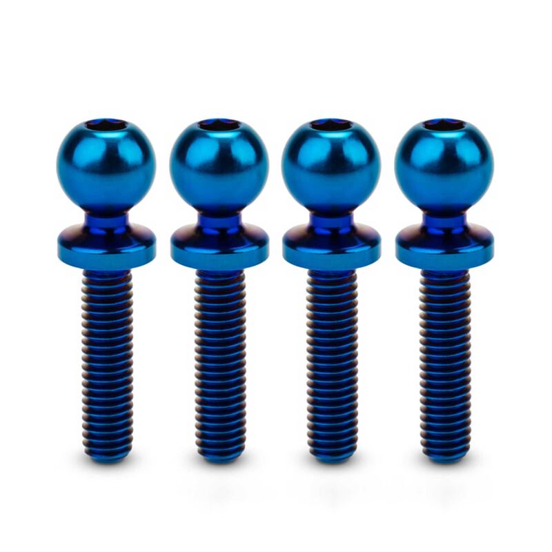 Revolted Titanium Ball-Studs, 5.5 x 12mm, Burnt Blue (4)