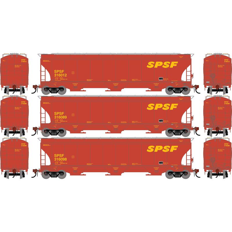HO GEN Trinity 5161 Covered Hopper, Legendary Liveries SPSF #316012/316089/316098 (3)