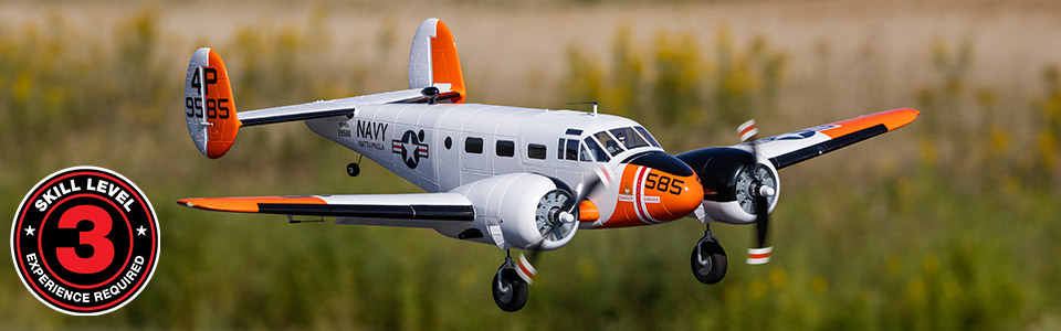 Skill Level 3 for the E-flite Beechcraft D18/RC-45J 1.5m RC Airplane