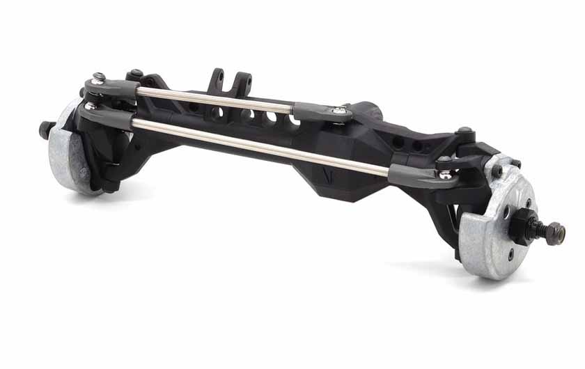Kit comes with plastic portal axles with metal portal weights