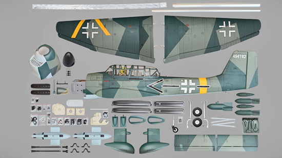 Phoenix Model Stuka Ju 87 GP/EP 61cc ARF - Parts Layout Phoenix Model Stuka Ju 87 GP/EP 61cc ARF - Parts Layout