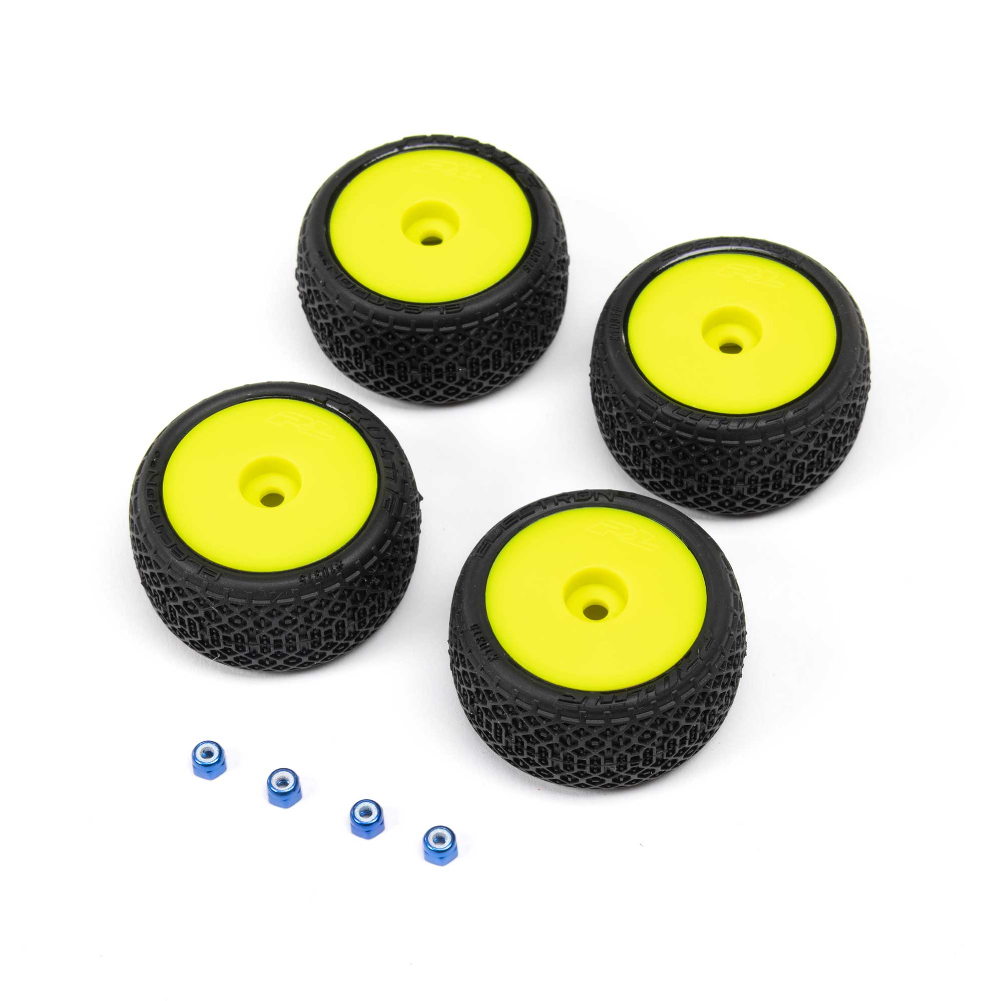 1/28 Electron 2.0 T F/R Tires Mounted 7mm Yellow (4): Micro-T